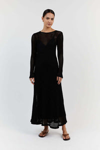 Mesh Cutout Knit Maxi Beach Dress
