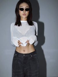 Thin Breathable Long Sleeve Knit Top