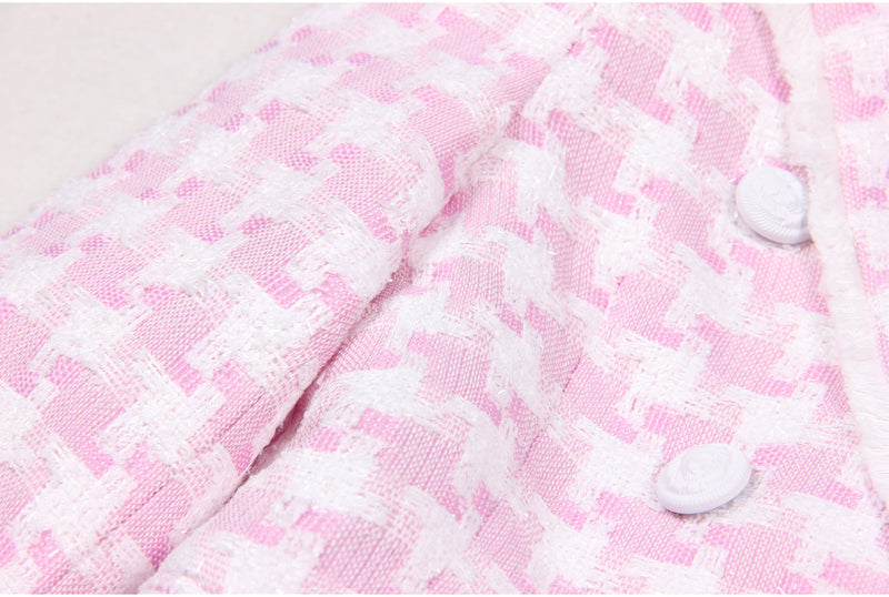 Classic Houndstooth Tweed Business Blazer