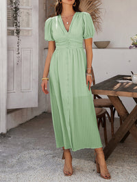 V-Neck High Waist Split Dress
