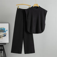 Sleeveless Knit Vest &amp; Wide-Leg Pants Two-Piece Set