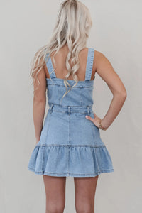 Chic Denim Suspender Bodycon Dress