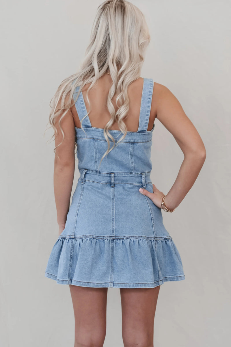 Chic Denim Suspender Bodycon Dress