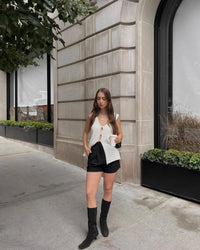 Slim V-Neck Top & Pleated Skirt Set