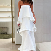 French Satin Drape Sleeveless Dress