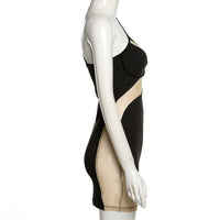 Spring and Summer Mesh One-Shoulder Sheath Dress