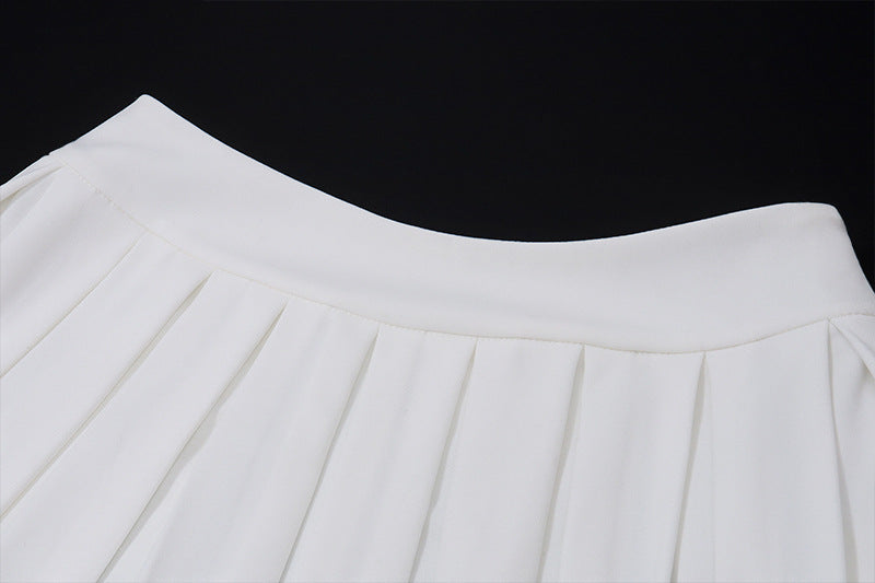 V-Neck Vest and Pleated Skirt Set