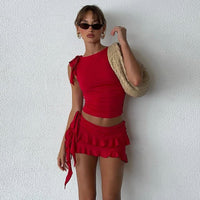 Elegant Sleeveless Top and Skirt Set