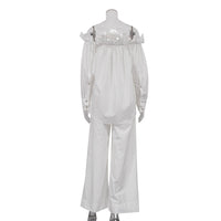Ruffled Off-Shoulder Cardigan Two-Piece pajamas Set
