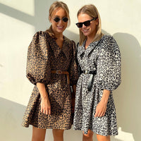 Peter Pan Collar Leopard Print Elegant Spring Dress