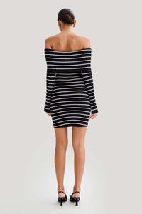 Off-Shoulder Striped Maxi Dress