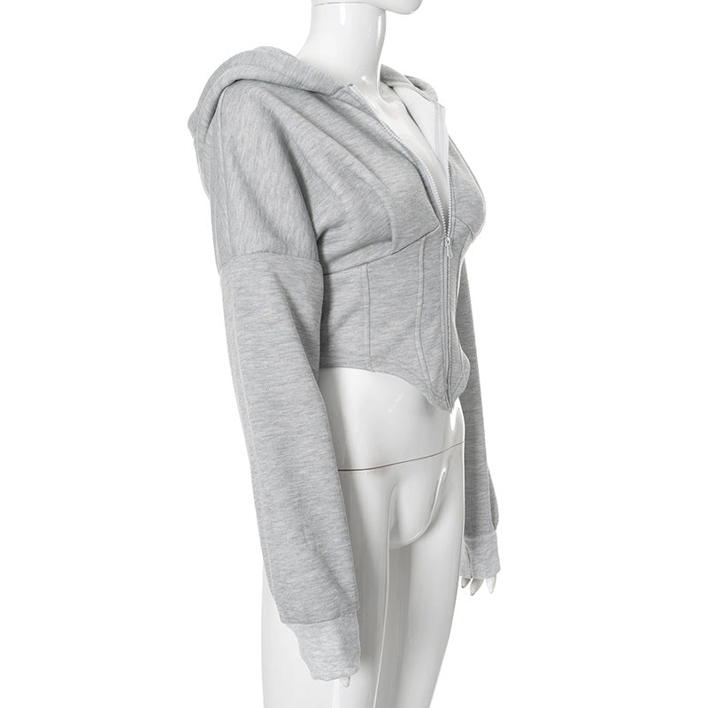 Cropped Hooded Cardigan Jacket