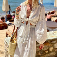 Bohemian Puff Sleeve Two-Piece Set