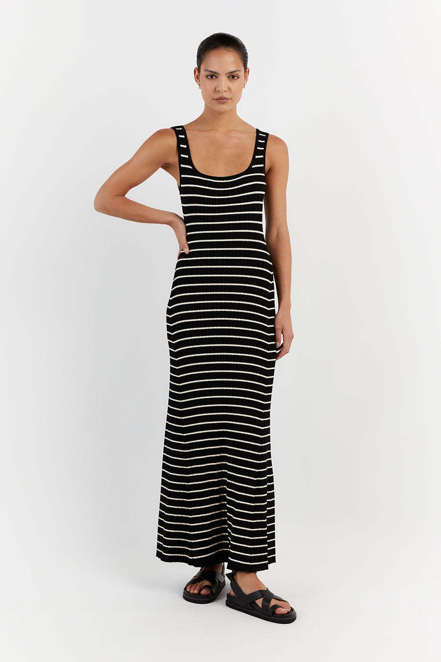 Striped Contrast Color Beach Vacation Dress