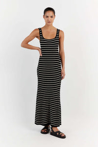 Striped Contrast Color Beach Vacation Dress