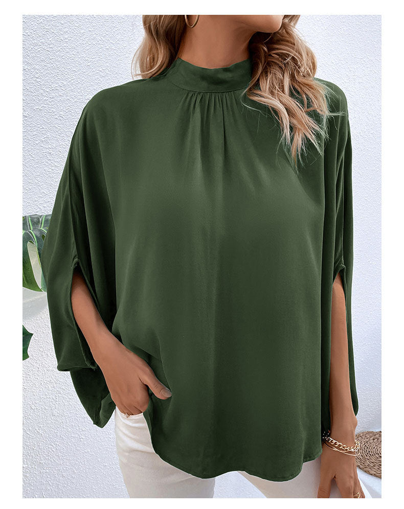 Solid Color Cutout Tie Shirt