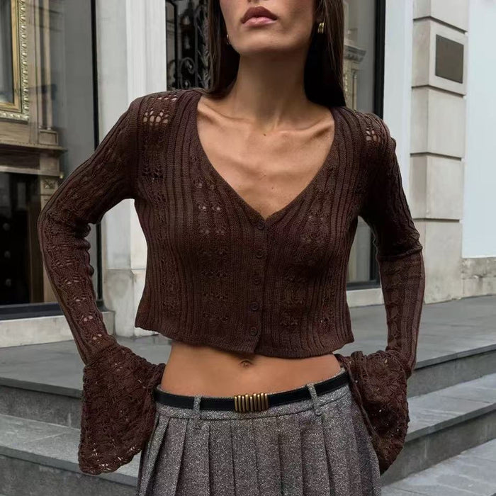 Sexy Hollow Out Cutout Knitted Cardigan