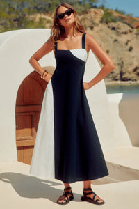 Summer Vacation Sling Color Matching Dress