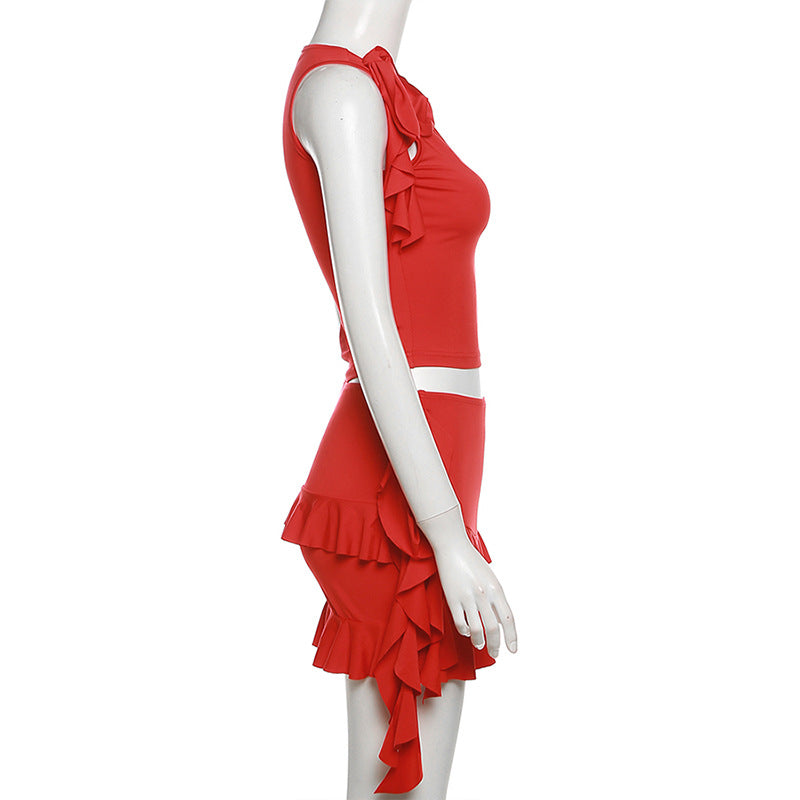 Elegant Sleeveless Top and Skirt Set