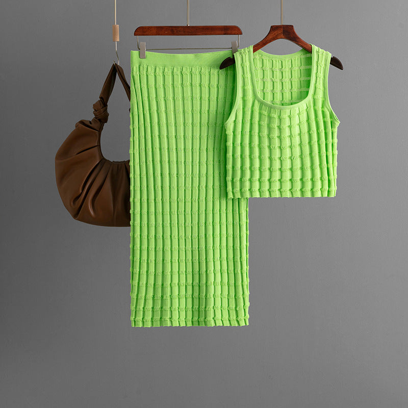 Knit Sleeveless Vest and skirt Set