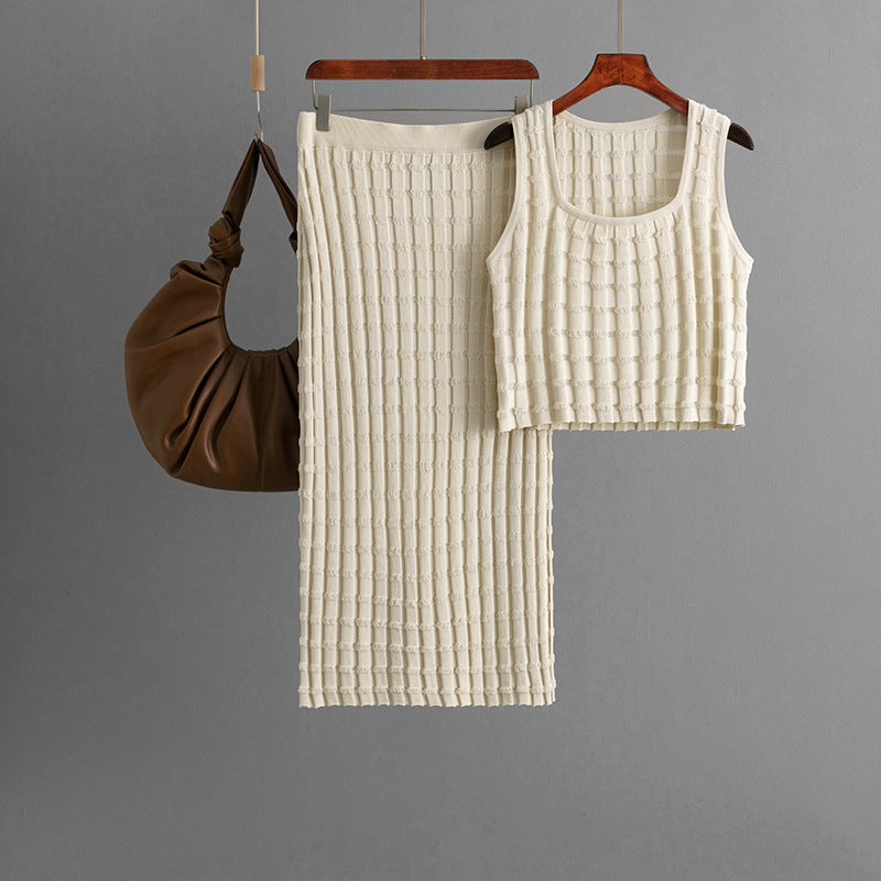 Knit Sleeveless Vest and skirt Set