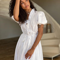 Elegant French White Summer Dress