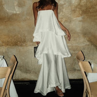 French Satin Drape Sleeveless Dress
