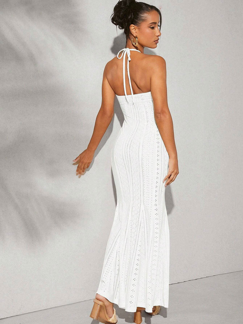 Spring Summer Women Halter Dress High Waist Slim Fit Elegant Fishtail Dress