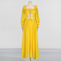 French Elegant Beautiful Dress Autumn Stitching Floral Design High Sense Dress Women
