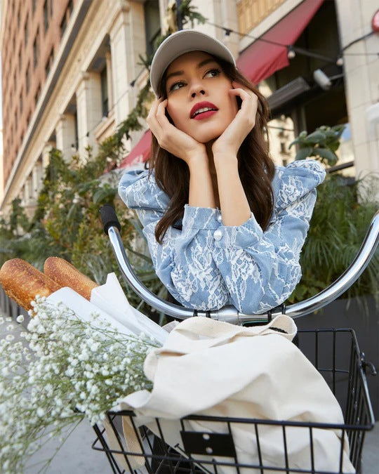Floral Lace Denim Jacket