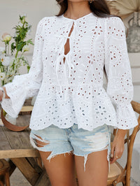 Casual Holiday Loose Lace-Up Blouse