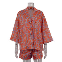 Printed Shirt &amp; Skirt Two-Piece Set