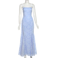 Boat Neck Backless Lace-Up Slim Strap Dress