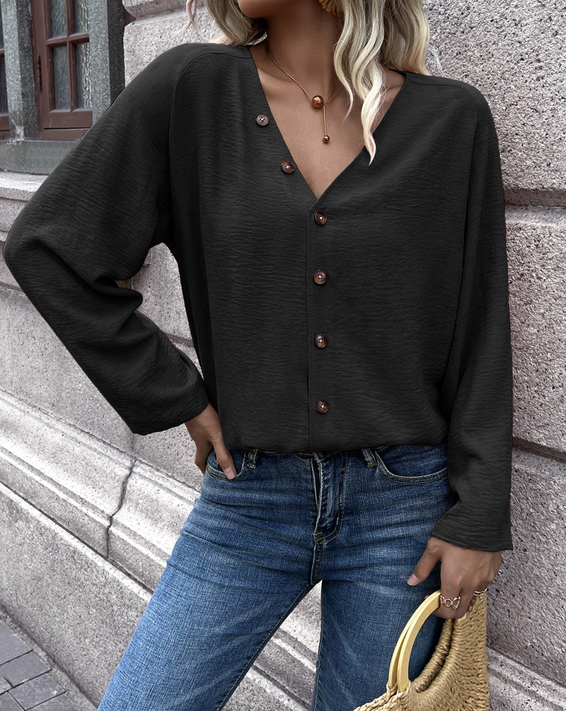 Single-Breasted Long-Sleeved Cardigan Shirt