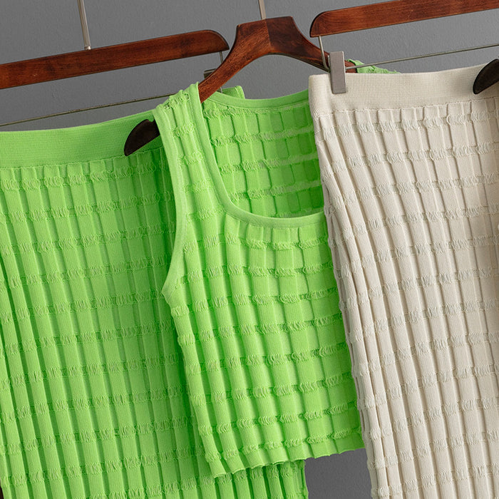 Knit Sleeveless Vest and skirt Set