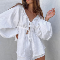 White Cotton-Linen Two-Piece Set