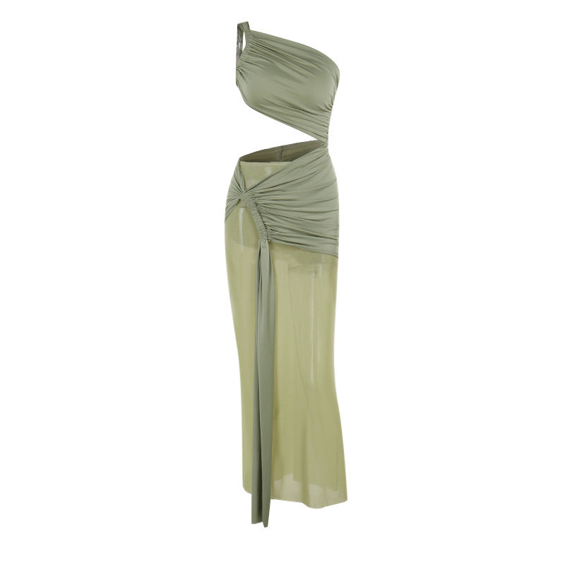 Elegant Mesh Ribbon Slim Dress
