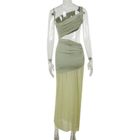 Elegant Mesh Ribbon Slim Dress