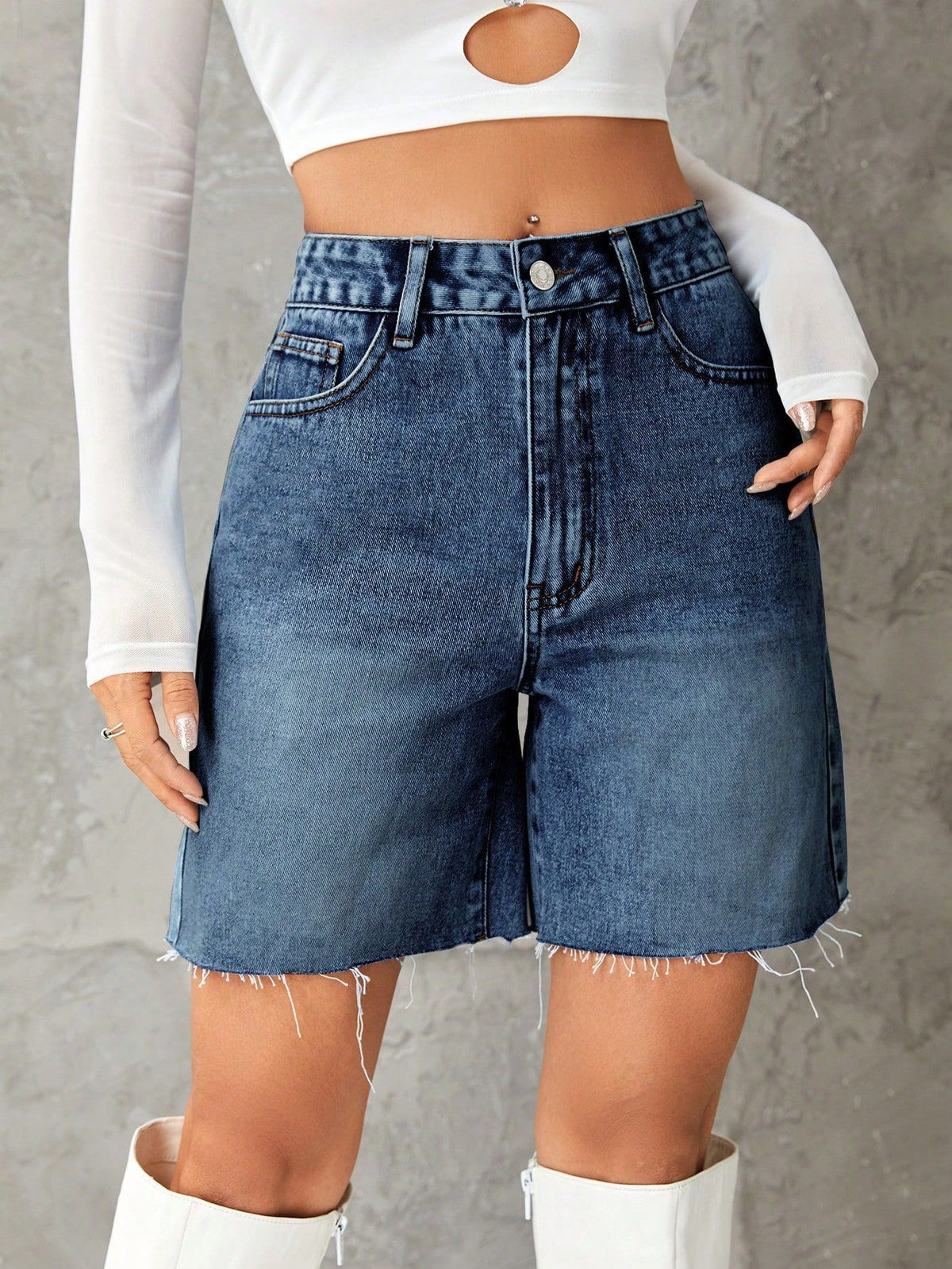 Casual High-Waisted Denim Shorts