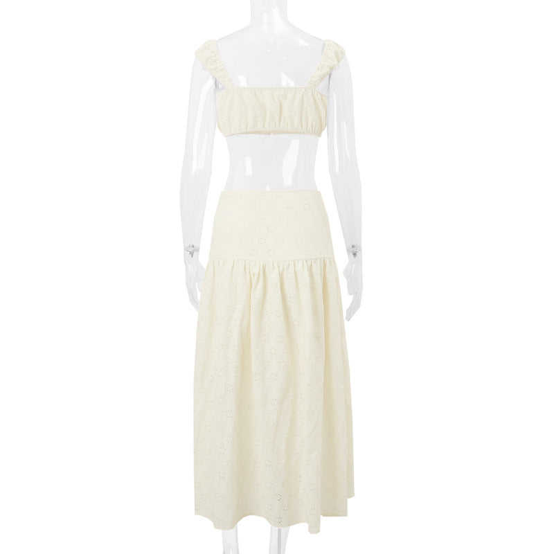 French Style Cropped Top and Skirt Set