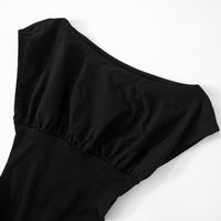 Women Clothing Elegant Solid Color Waist Tight Slim Fit Dress