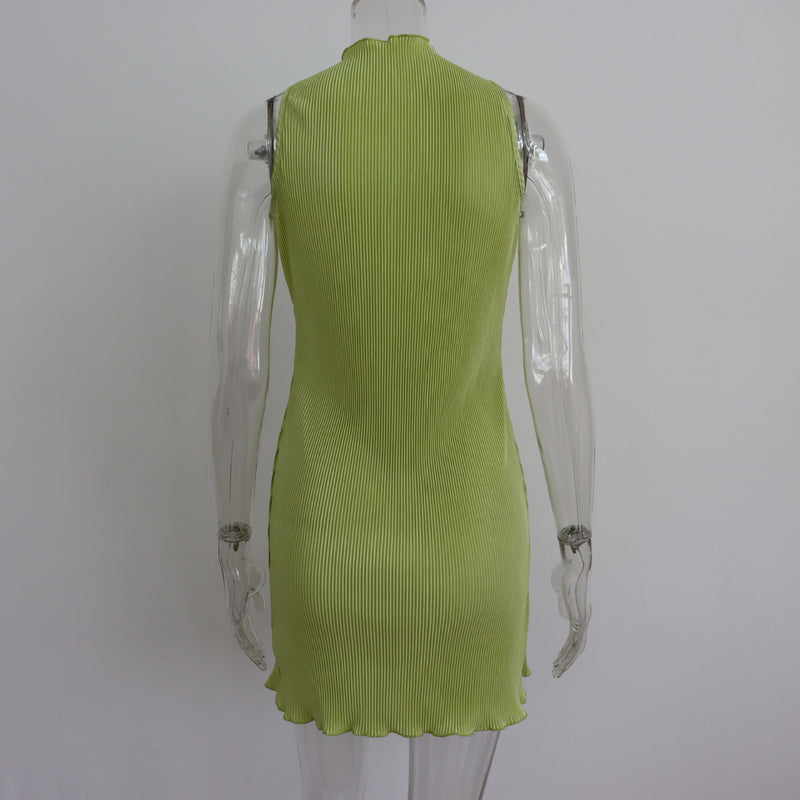 Off-Shoulder Twisted Pleated Short Dress