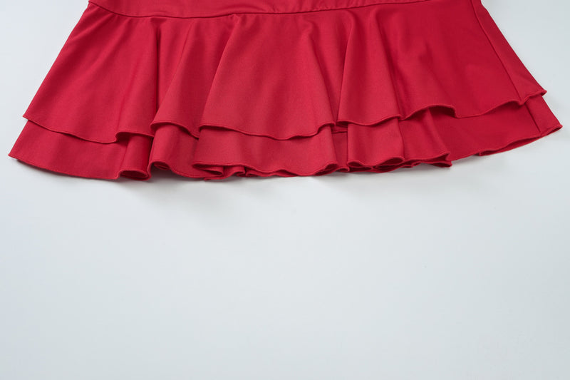Off-Shoulder Ruffled Pleated Two-Piece Set