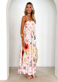 Summer Printed Backless Sexy Suspenders Large Swing High Waist Dress Women