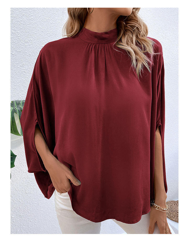 Solid Color Cutout Tie Shirt