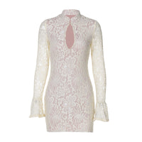 Lace Cutout Long Sleeve Mini Dress