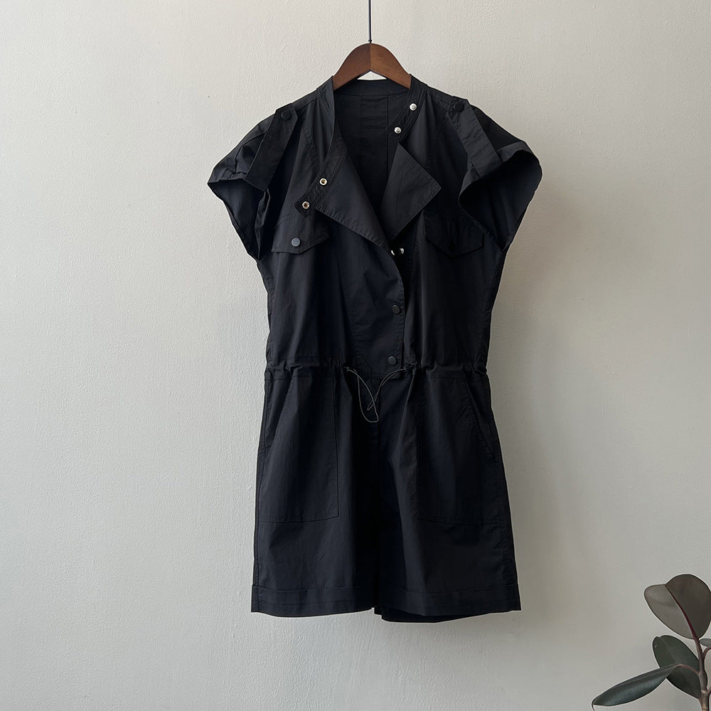High-Waist Drawstring Cargo Overalls