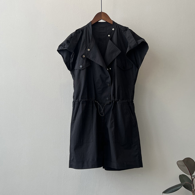 High-Waist Drawstring Cargo Overalls