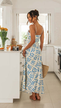 Floral V-Neck Backless Maxi Dress