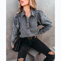 Lapel Casual Street Style Denim Shirt